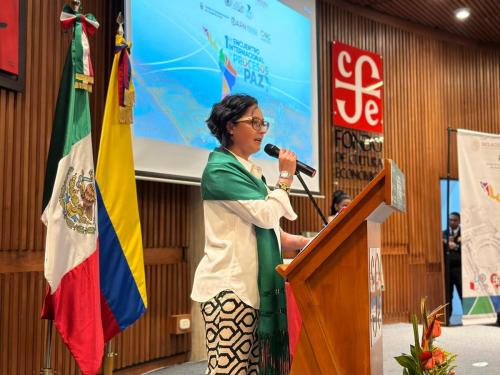 Gabriela Roca Barrenechea, directora del FCE Colombia, en el Primer Encuentro Internacional de Procesos de paz en América Latina y el Caribe